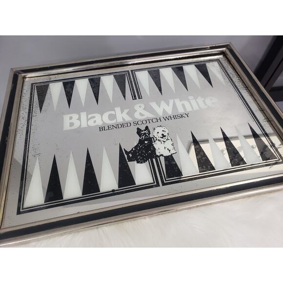 Vintage 1980 Brytone Black & White Scotch Whisky Advertising Mirror Sign Large - Picture 9 of 9